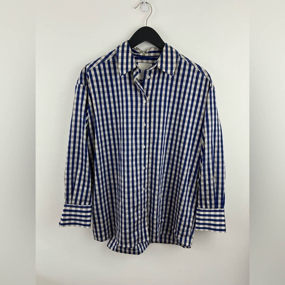 PART TWO Blouse Regan gingham boyfriend shirt Size M - Picture 4 of 7